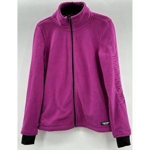 Calvin Klein Performance Fleece Jacket Pink with Black Poly Collar/Cuffs Med EUC